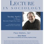 Photo of the 2013 poster featuring Professor Garry Hesser of Augsburg speaking on "Place Matters ... So?"